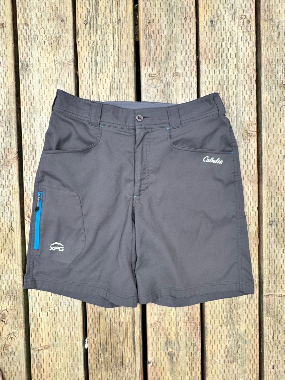 Cabela's Black Men's Outdoor Shorts with Blue Trim
